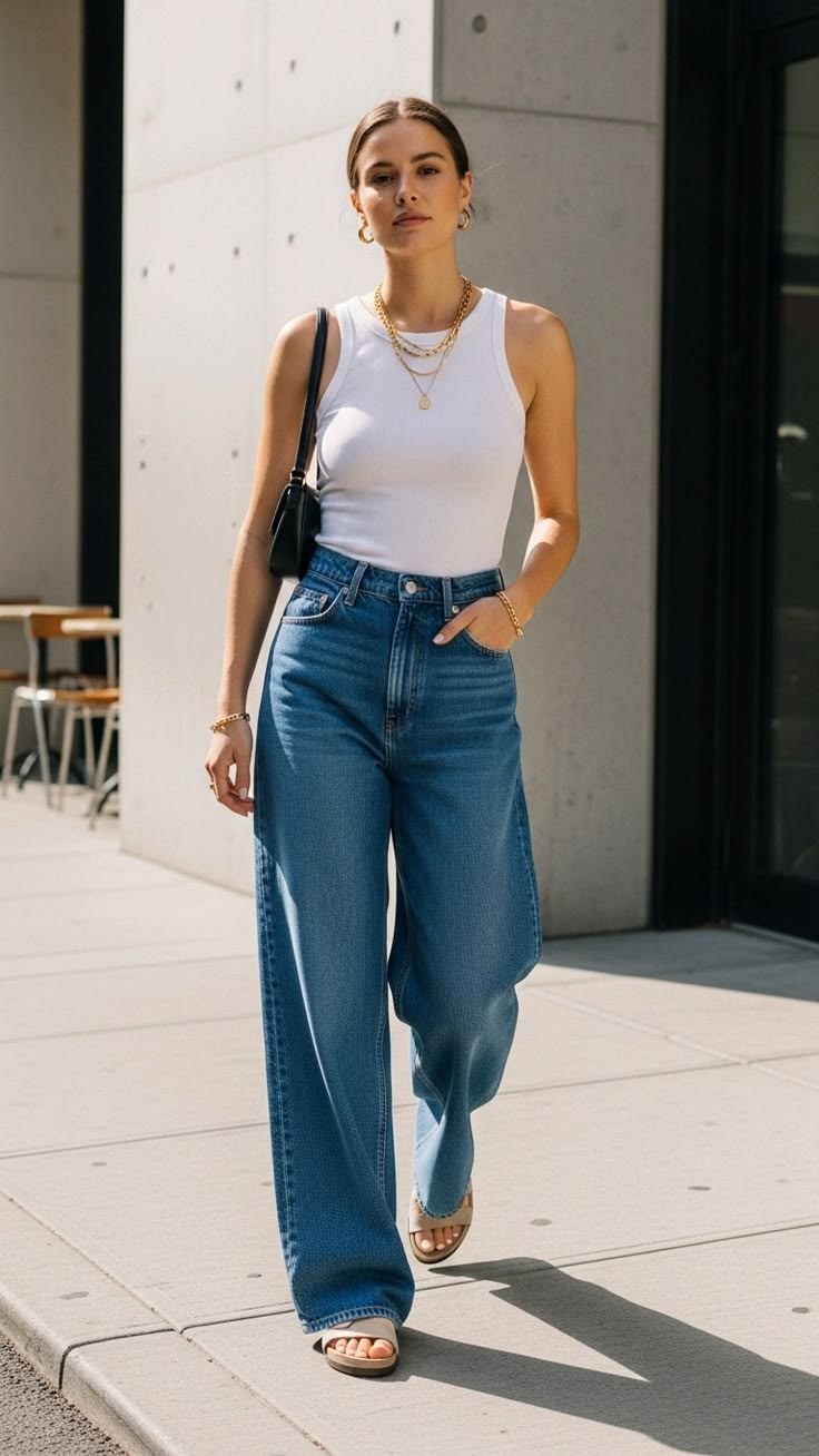 Minimal Denim Clean Girl inspirational AI fashion image