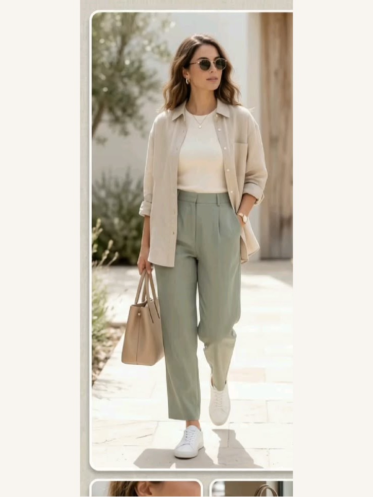 Minimal Green Everyday Outfit inspirational AI fashion image