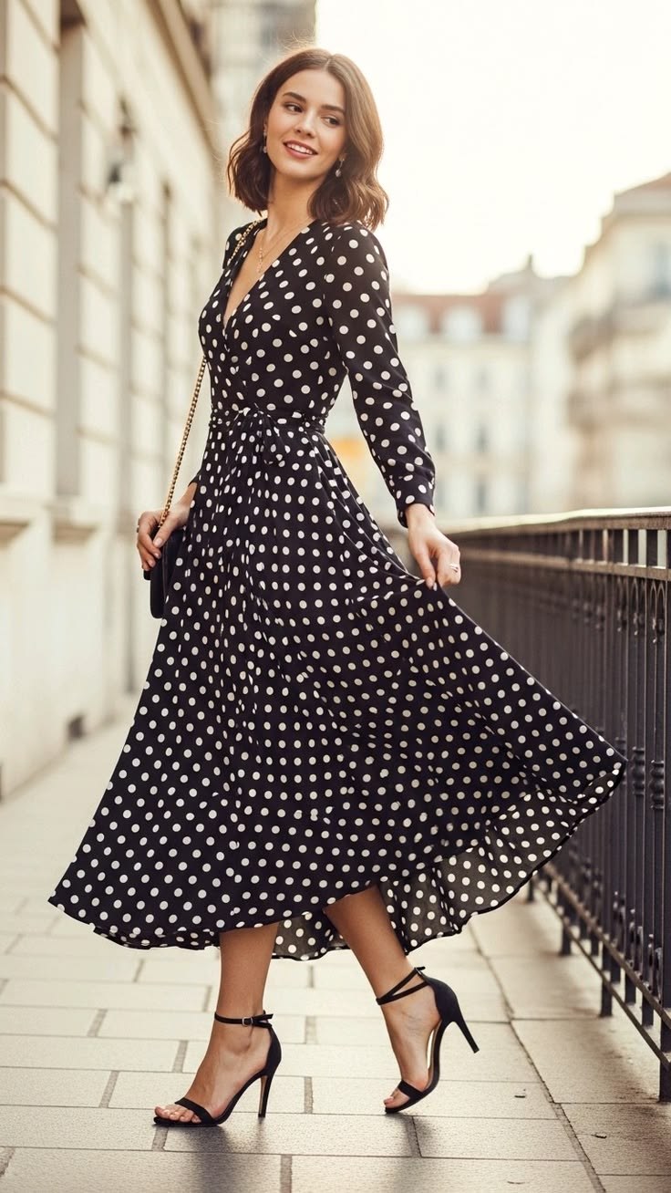 Black Polka Dot Dress Outfit inspirational AI fashion image