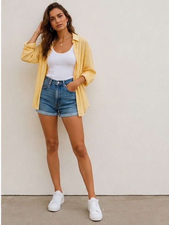 Effortless Pop of Color for Summer Days clean outfit inspiration image