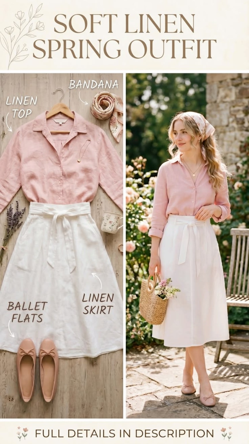 Soft Pink Linen Outfit inspirational outfit image