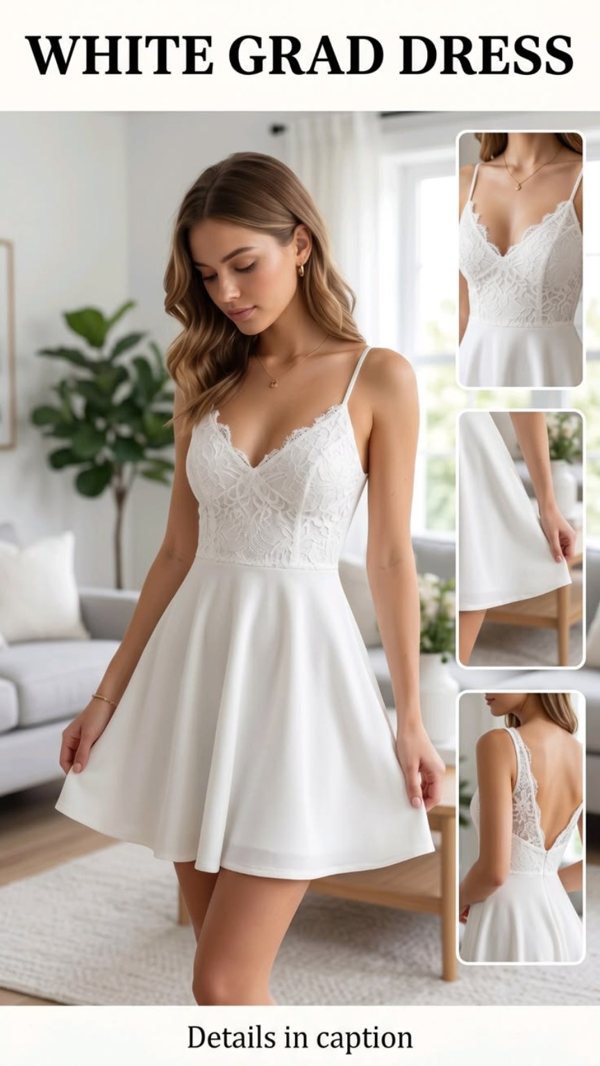 White Grad Dress inspirational outfit image